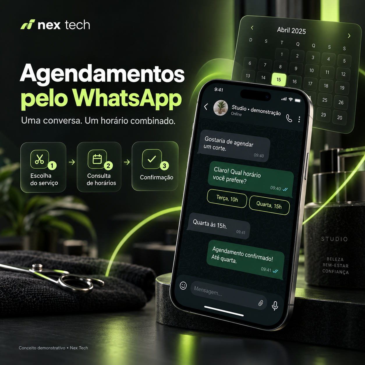 Conceito demonstrativo: Agendamentos pelo WhatsApp
